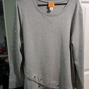 Ruby Rd Gray Sparkle Women's Top